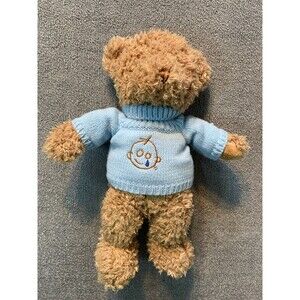 Lucky Bear in Blue Sweater Plush 14" Brown fur